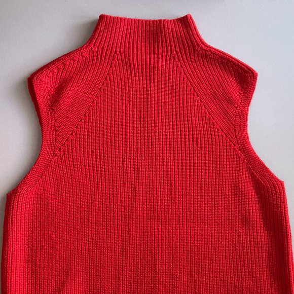 Wilfred Crop Durandal Sweater, Red Wool Sleeveless Funnel-Neck Knit Top, sx XS - Picture 6 of 11